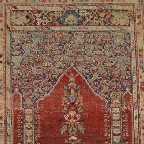 Old Koula Prayer Rug, 130 X 191 Cm, Ottoman Empire, Hand-knotted Wool In The 18th Century-photo-4