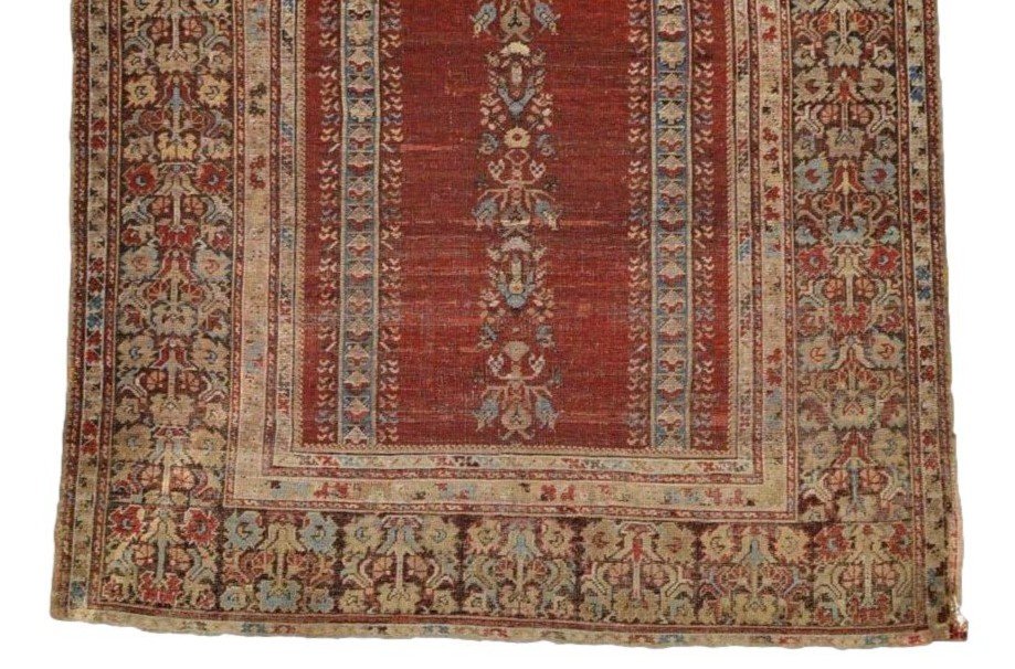 Tapis Koula de prière ancien, 130 x 191 cm, empire Ottoman, laine nouée main au XVIIIème siècle-photo-1