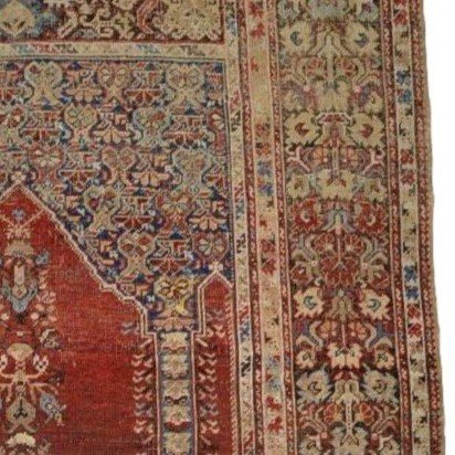 Tapis Koula de prière ancien, 130 x 191 cm, empire Ottoman, laine nouée main au XVIIIème siècle-photo-5