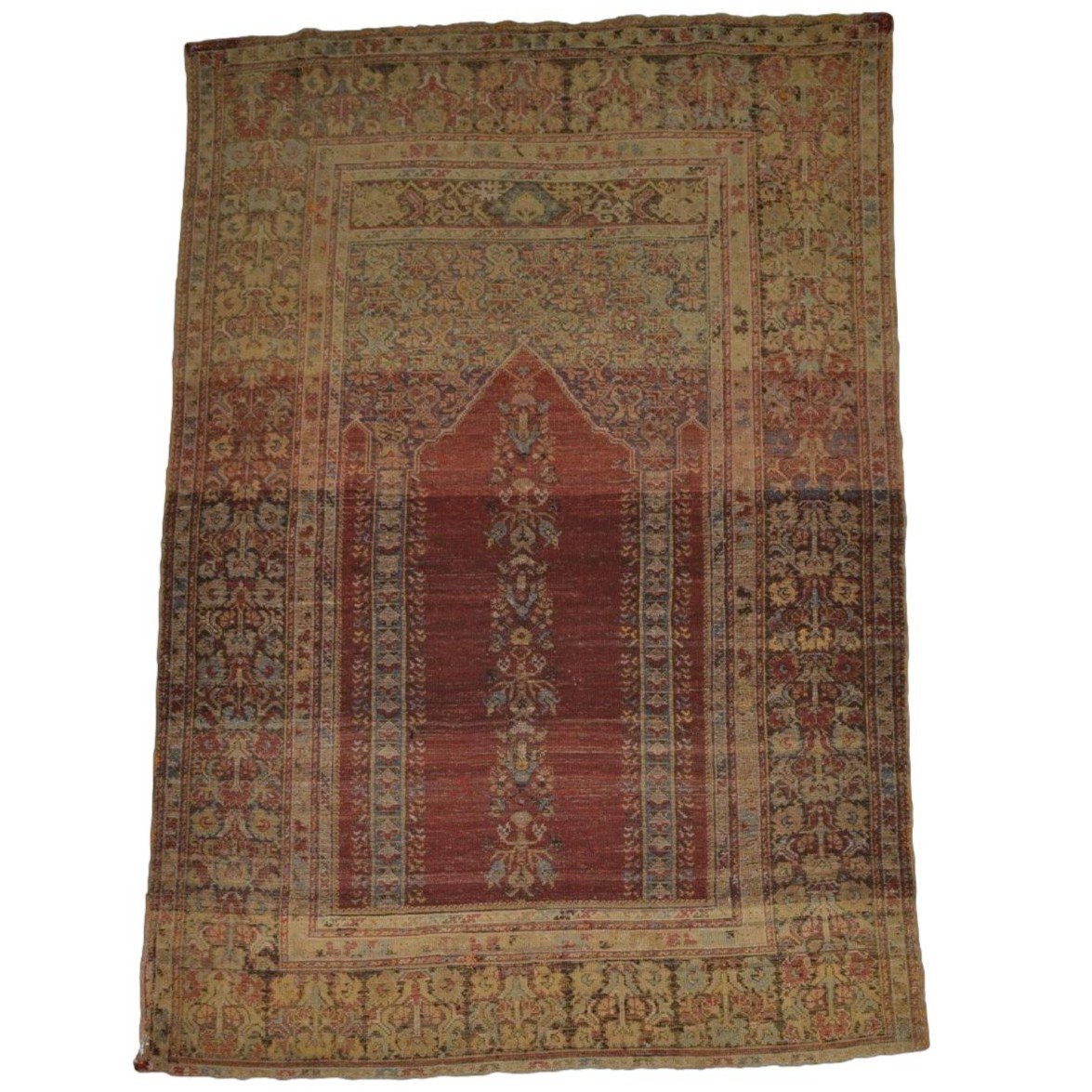 Tapis Koula de prière ancien, 130 x 191 cm, empire Ottoman, laine nouée main au XVIIIème siècle-photo-8