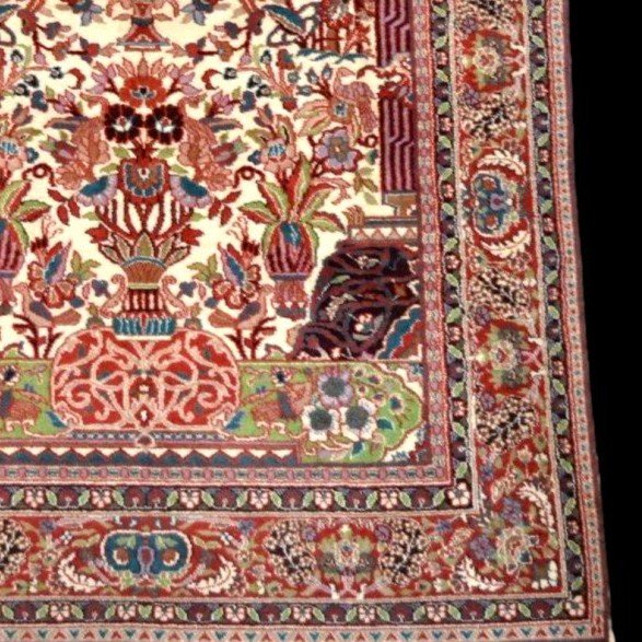 Tapis Kashan, décor de niche, 123 x 190 cm, laine kork nouée main, Iran vers 1980, parfait état-photo-3