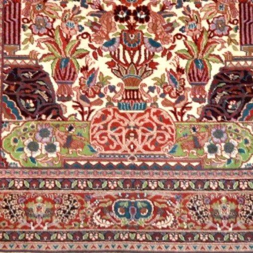 Tapis Kashan, décor de niche, 123 x 190 cm, laine kork nouée main, Iran vers 1980, parfait état-photo-5