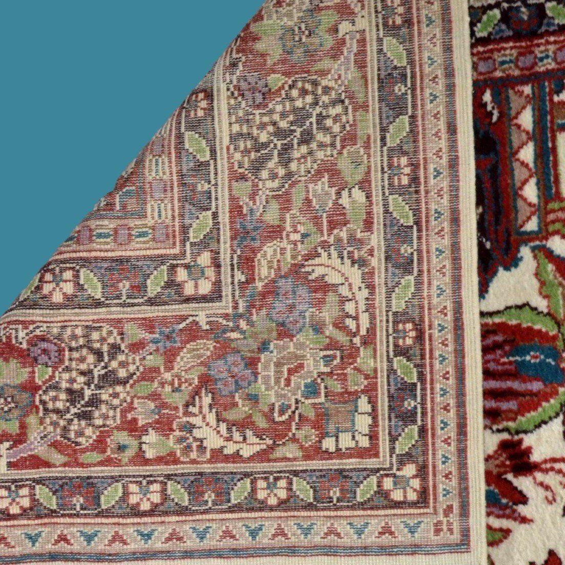 Tapis Kashan, décor de niche, 123 x 190 cm, laine kork nouée main, Iran vers 1980, parfait état-photo-7