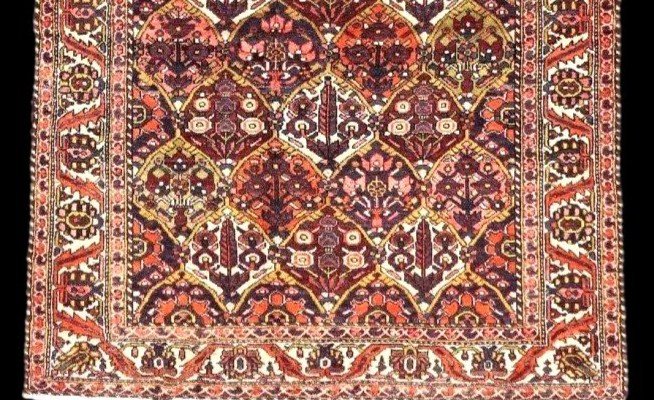 Tapis-galerie Bakhtiar, 150 x 302 cm, laine kork nouée main en Iran  vers 1960, en parfait état-photo-5