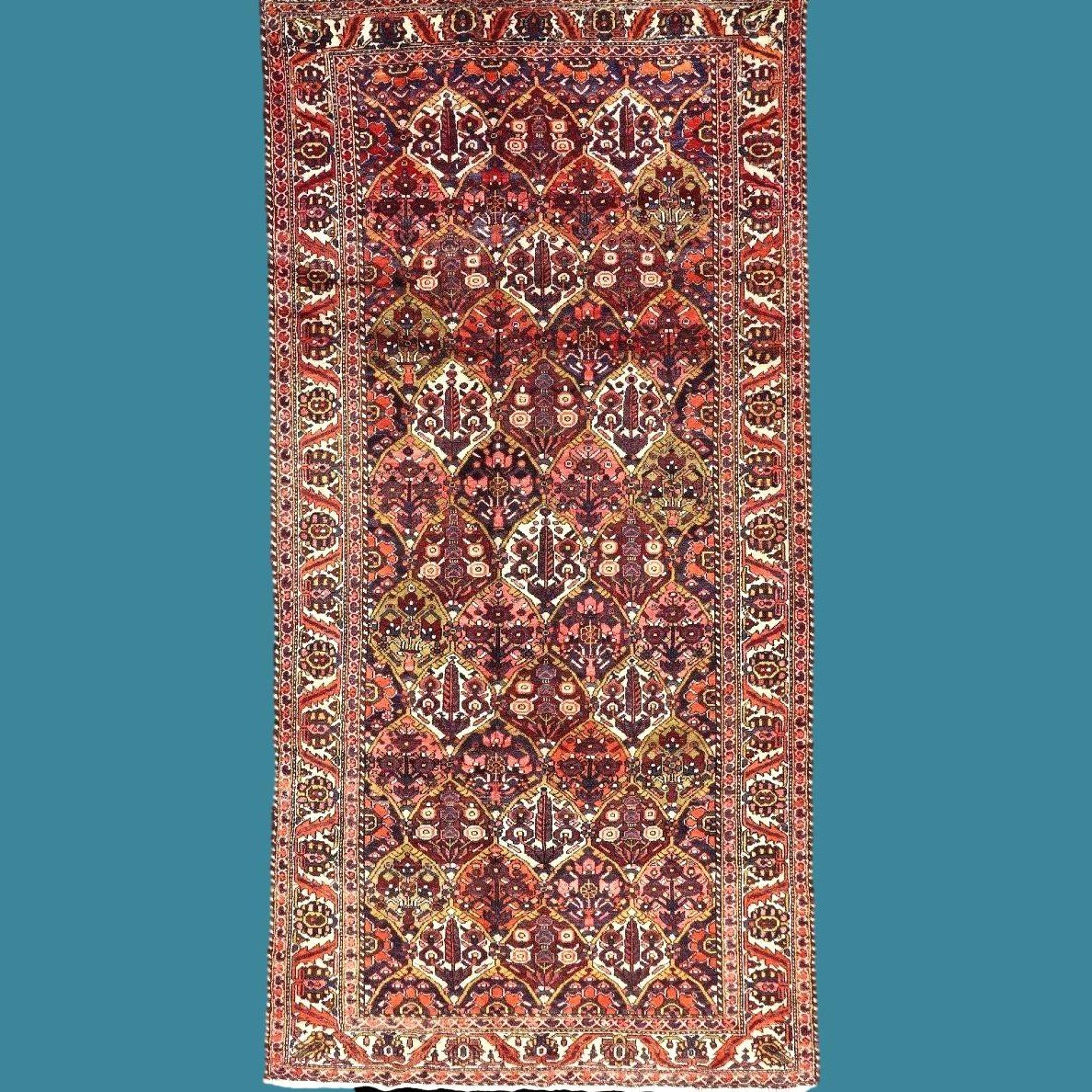 Tapis-galerie Bakhtiar, 150 x 302 cm, laine kork nouée main en Iran  vers 1960, en parfait état-photo-7