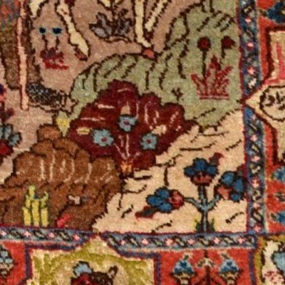 Old Painting Rug, 80 X 138 Cm, Hand-knotted Wool In Iran, Persia At The Beginning Of The 20th Century-photo-6