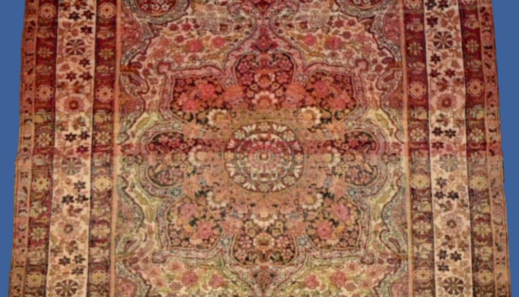 Antique Kirman Rug, 136 X 179 Cm, Hand-knotted Wool Around 1880 In Persia, Iran, Kadjar Dynasty-photo-4