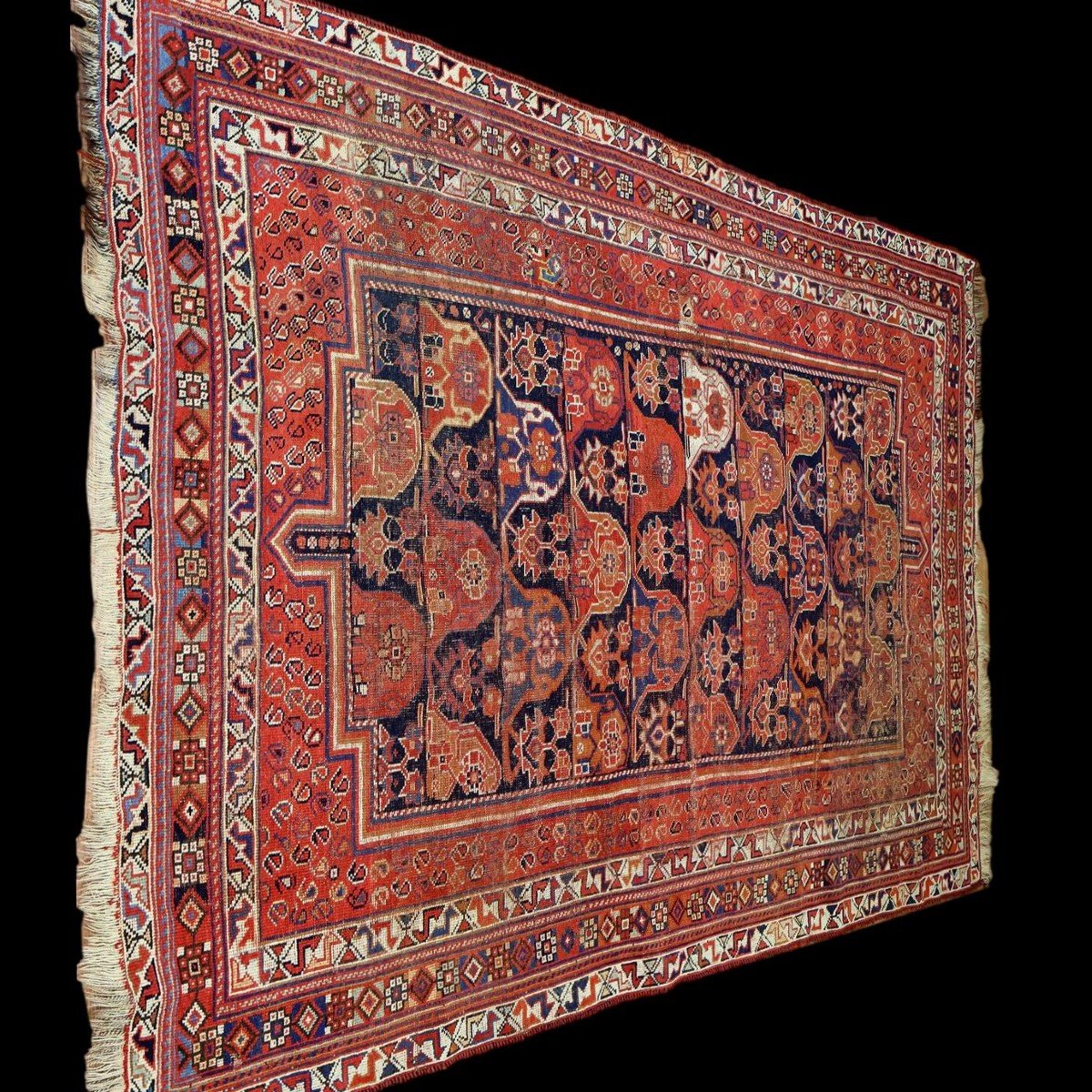 Tapis Afshar ancien, 152 cm x 240 cm, laine sur laine nouée main vers 1900 en Perse, Iran, -photo-2