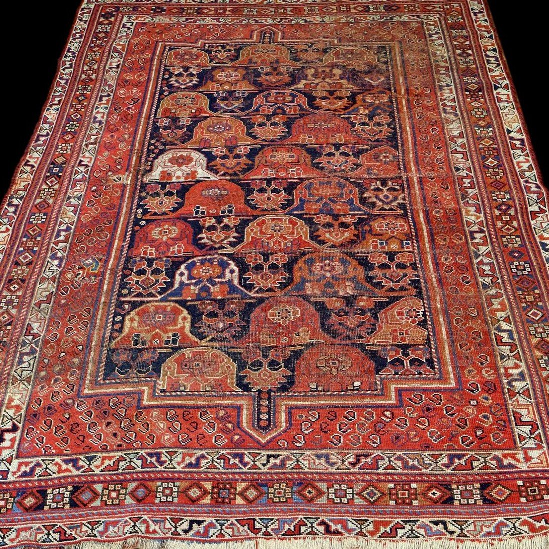 Tapis Afshar ancien, 152 cm x 240 cm, laine sur laine nouée main vers 1900 en Perse, Iran, 