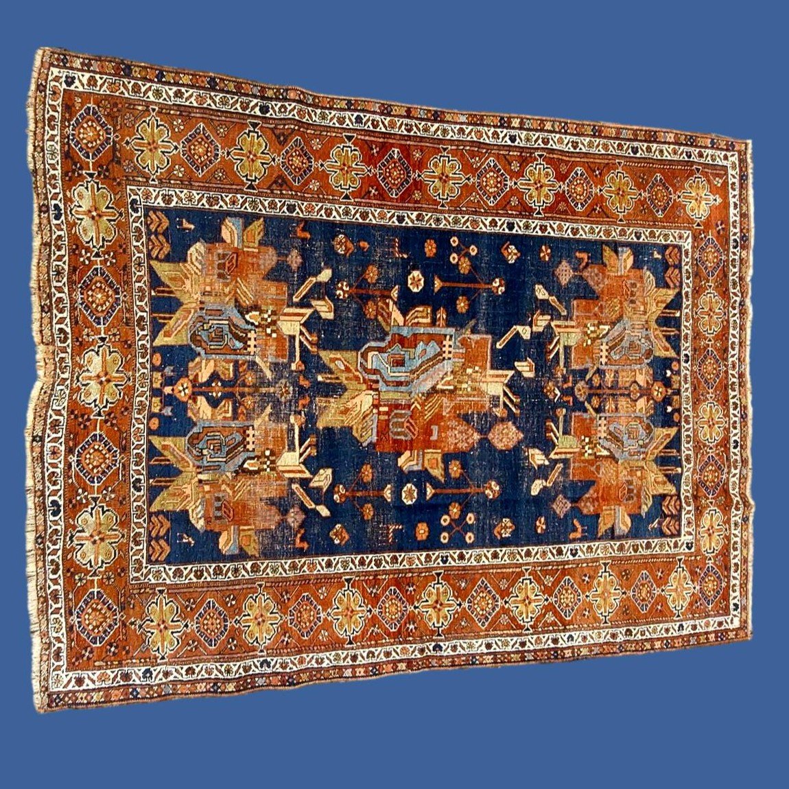 Tapis Afshar ancien, 149 cm x 195 cm, laine sur laine nouée main, Iran, Perse vers 1900-photo-2