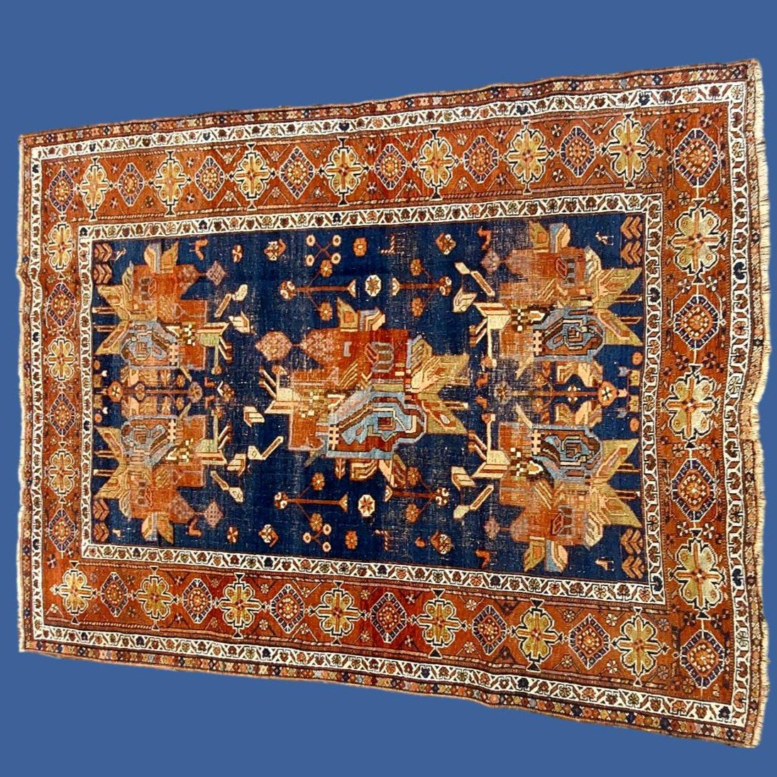 Tapis Afshar ancien, 149 cm x 195 cm, laine sur laine nouée main, Iran, Perse vers 1900-photo-3