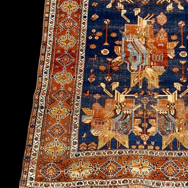 Tapis Afshar ancien, 149 cm x 195 cm, laine sur laine nouée main, Iran, Perse vers 1900-photo-5