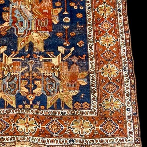 Tapis Afshar ancien, 149 cm x 195 cm, laine sur laine nouée main, Iran, Perse vers 1900-photo-6