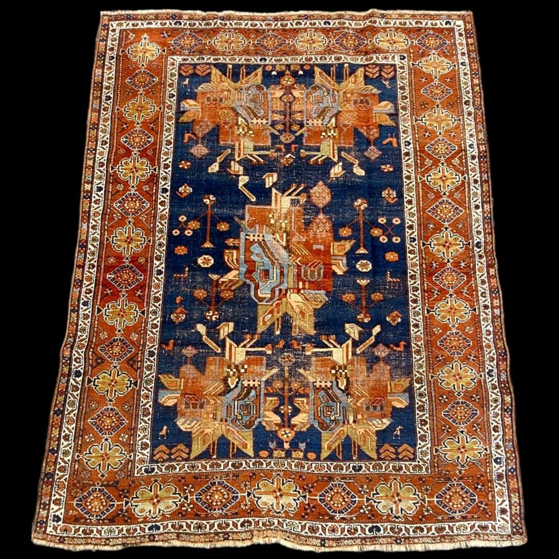 Tapis Afshar ancien, 149 cm x 195 cm, laine sur laine nouée main, Iran, Perse vers 1900