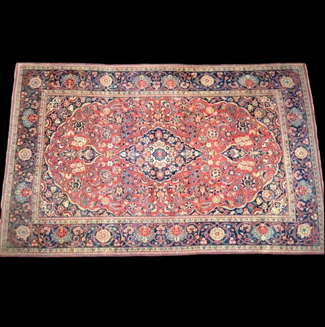 Tapis Kashan, Persan, 130 x 205 cm, laine kork nouée main en Iran vers 1960, en très bel état-photo-2