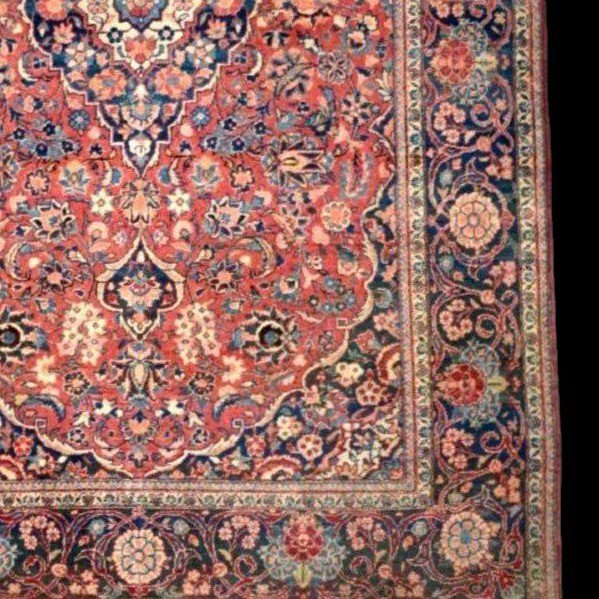 Tapis Kashan, Persan, 130 x 205 cm, laine kork nouée main en Iran vers 1960, en très bel état-photo-3