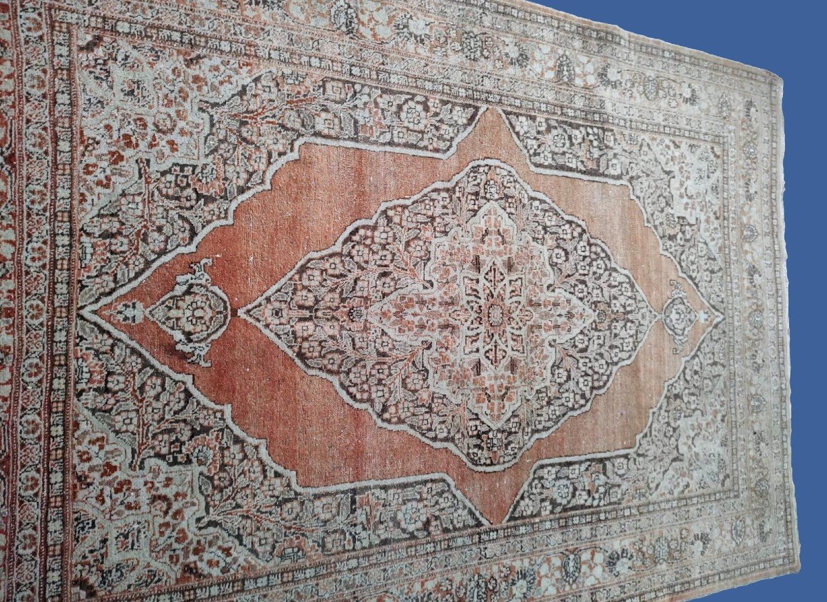 Old Tabriz Rug Called Hadji Jalili, 133 X 200 Cm, Hand-knotted Wool Circa 1880, Iran, حاجي جليل-photo-2