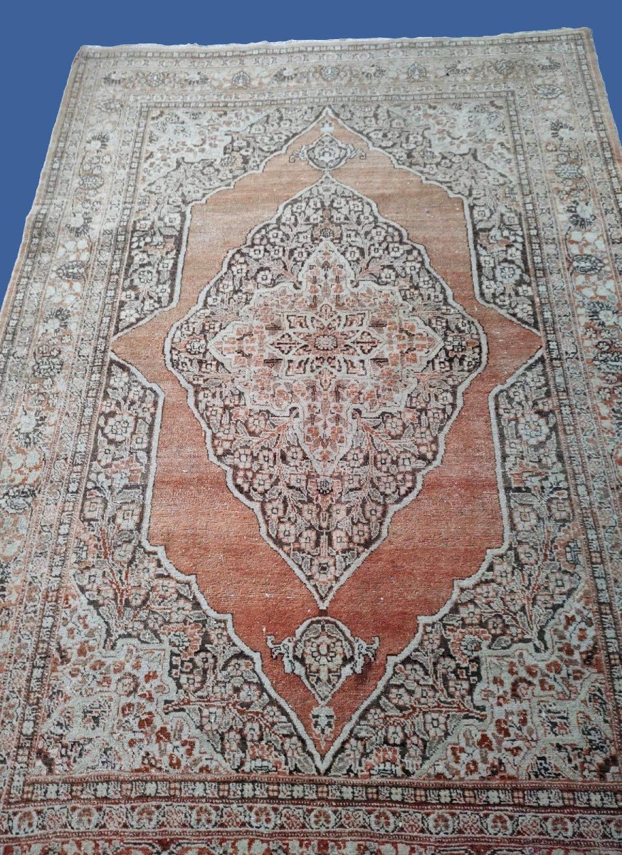 Old Tabriz Rug Called Hadji Jalili, 133 X 200 Cm, Hand-knotted Wool Circa 1880, Iran, حاجي جليل-photo-3