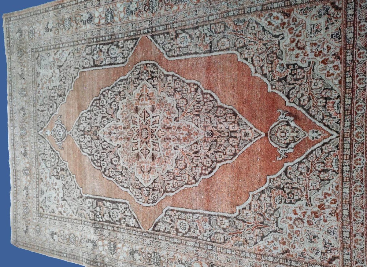 Old Tabriz Rug Called Hadji Jalili, 133 X 200 Cm, Hand-knotted Wool Circa 1880, Iran, حاجي جليل-photo-4