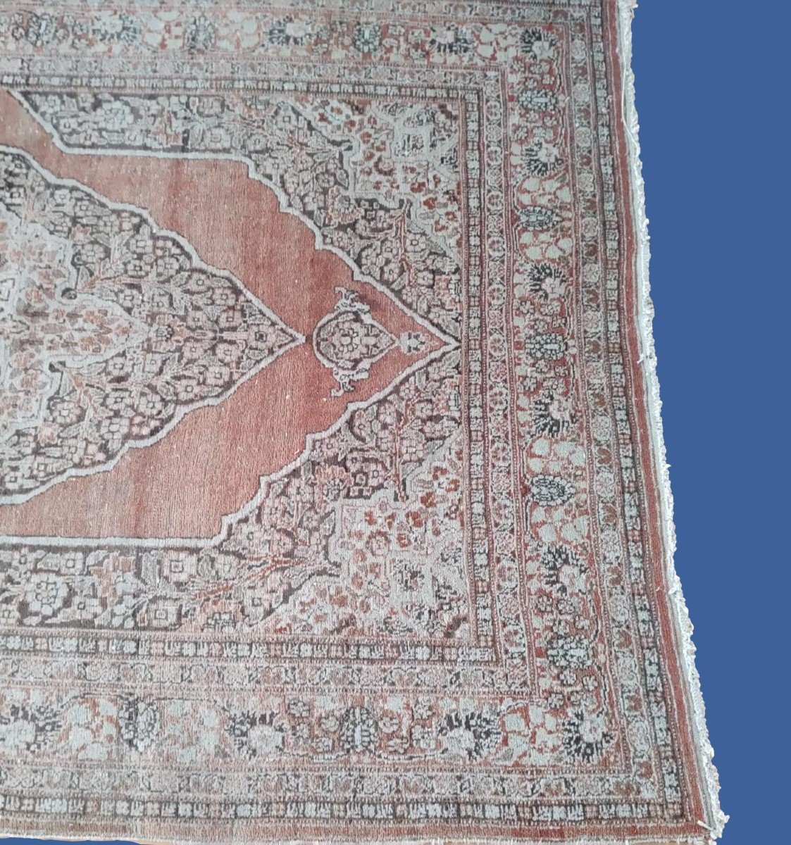 Old Tabriz Rug Called Hadji Jalili, 133 X 200 Cm, Hand-knotted Wool Circa 1880, Iran, حاجي جليل-photo-3
