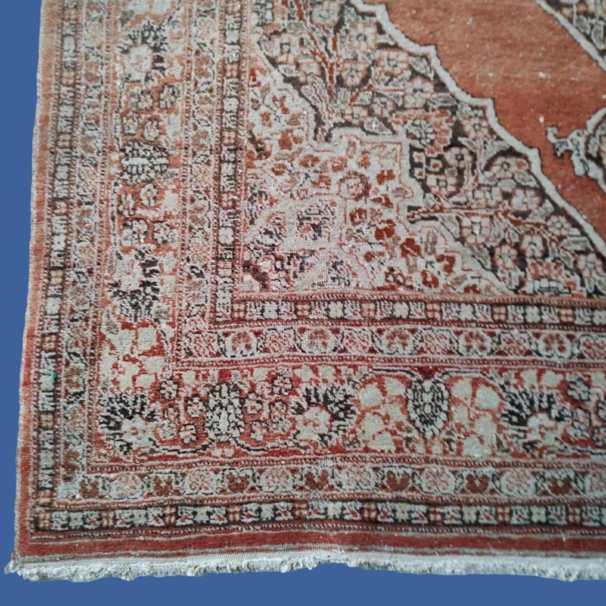Old Tabriz Rug Called Hadji Jalili, 133 X 200 Cm, Hand-knotted Wool Circa 1880, Iran, حاجي جليل-photo-4
