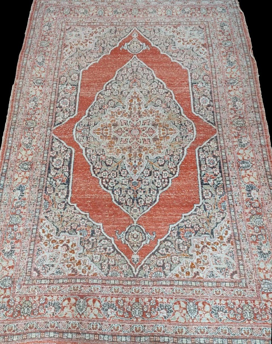Old Tabriz Rug Called Hadji Jalili, 133 X 200 Cm, Hand-knotted Wool Circa 1880, Iran, حاجي جليل-photo-6