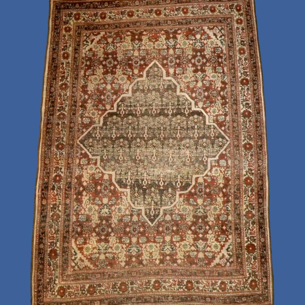 Old Tabriz Rug Called Hadji Jalili, 133 X 200 Cm, Hand-knotted Wool Circa 1880, Iran, حاجي جليل-photo-8