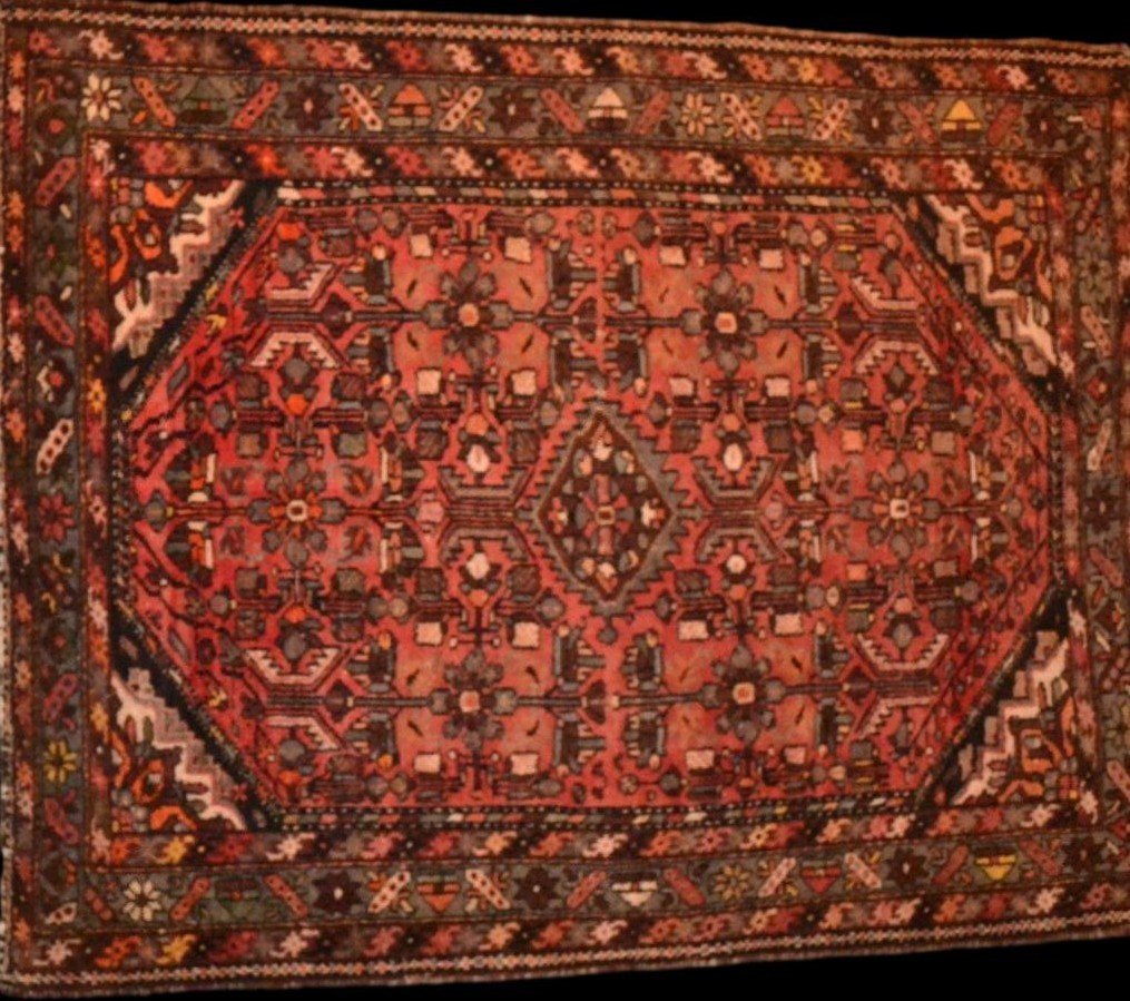 Old Hamadan Rug, 160 Cm X 204 Cm, Hand-knotted Wool Blend, Iran, Circa 1930-1950-photo-2