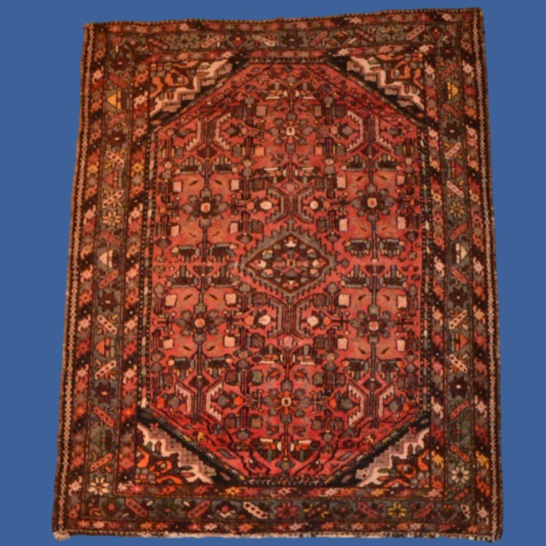 Old Hamadan Rug, 160 Cm X 204 Cm, Hand-knotted Wool Blend, Iran, Circa 1930-1950-photo-3