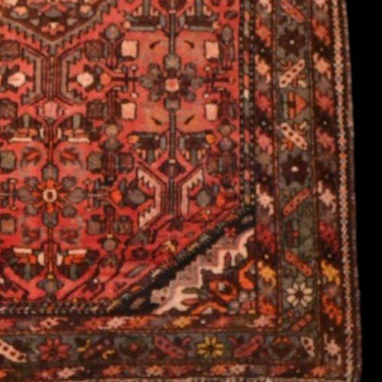 Old Hamadan Rug, 160 Cm X 204 Cm, Hand-knotted Wool Blend, Iran, Circa 1930-1950-photo-5