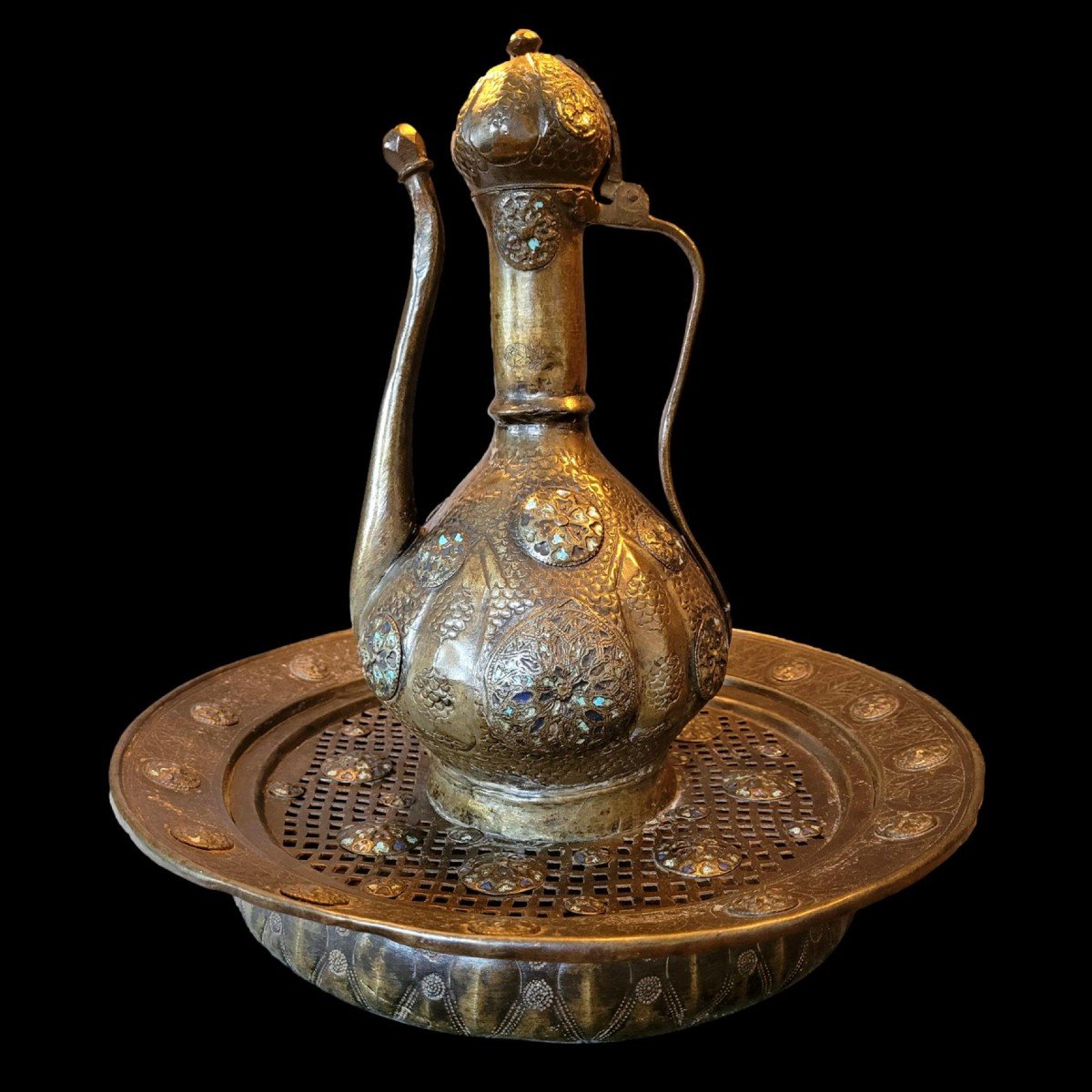 Bol Talismanique Ottoman, formules votives de guérison ciselées, bronze, Turquie, XIXème siècle-photo-8