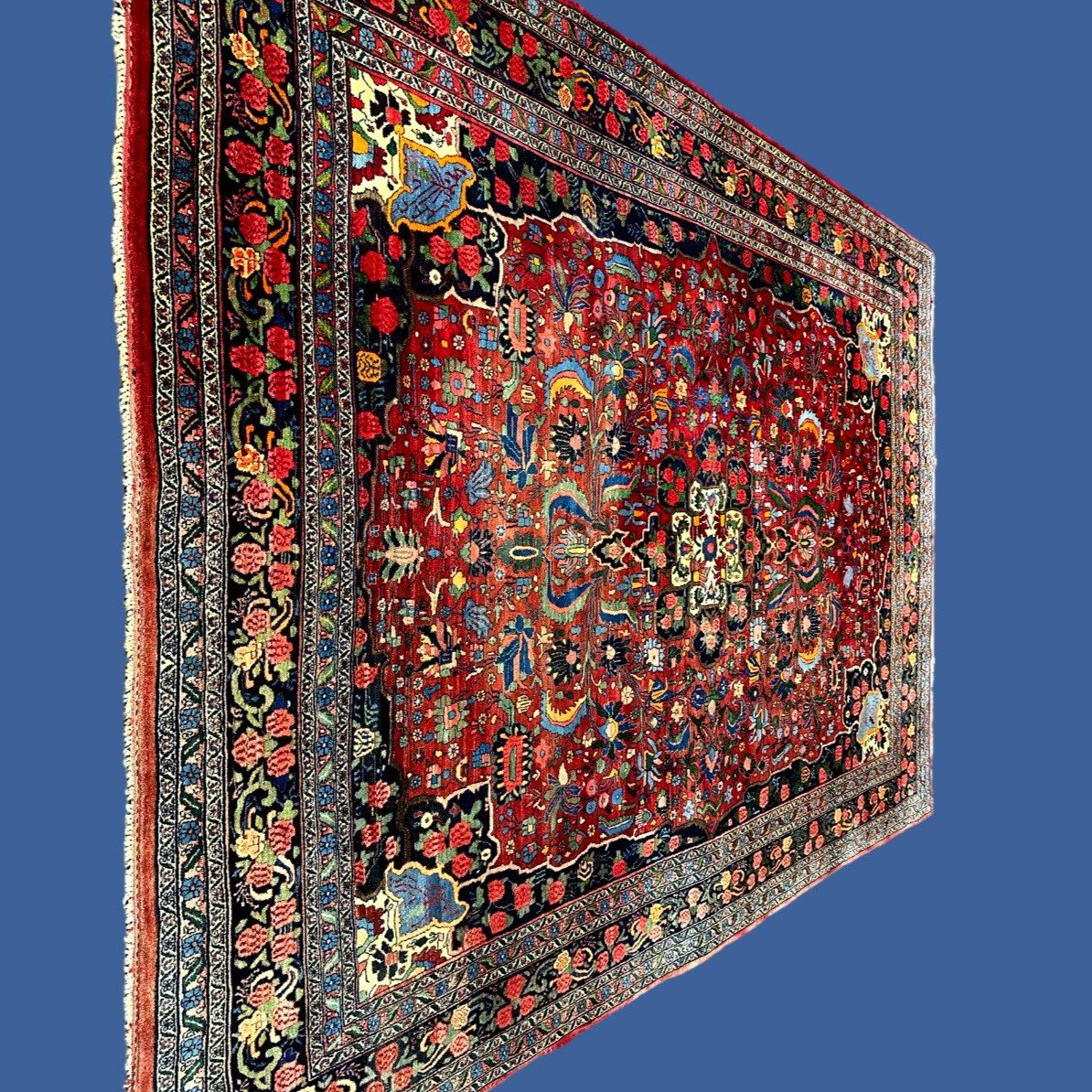 Tapis Bidjar ancien, 270 x 355 cm, laine nouée main vers 1920-1930 en Iran, en très bel état -photo-2