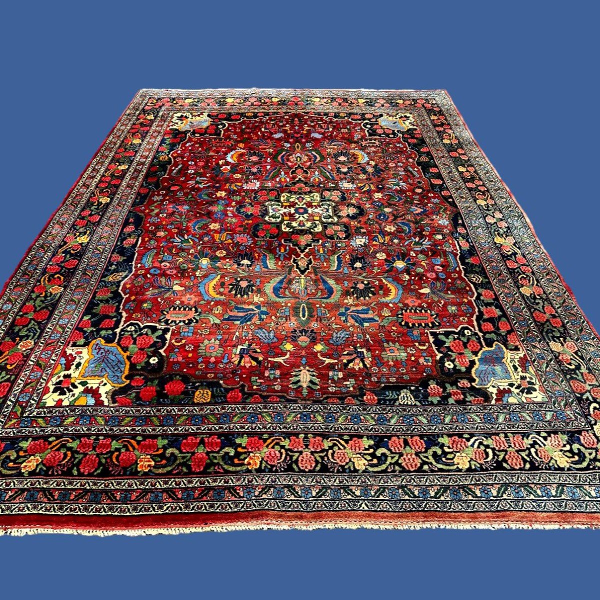 Tapis Bidjar ancien, 270 x 355 cm, laine nouée main vers 1920-1930 en Iran, en très bel état -photo-3