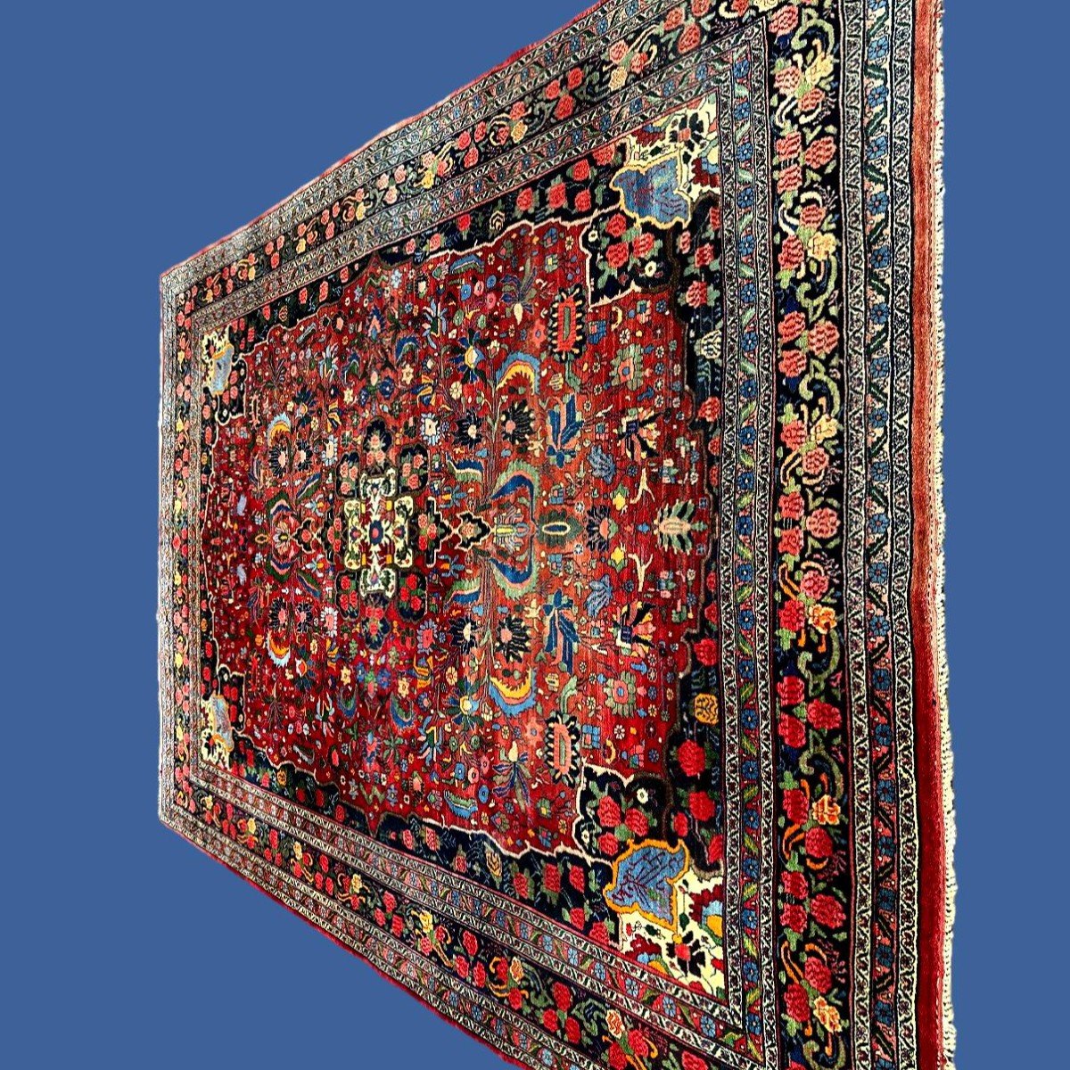 Tapis Bidjar ancien, 270 x 355 cm, laine nouée main vers 1920-1930 en Iran, en très bel état -photo-4