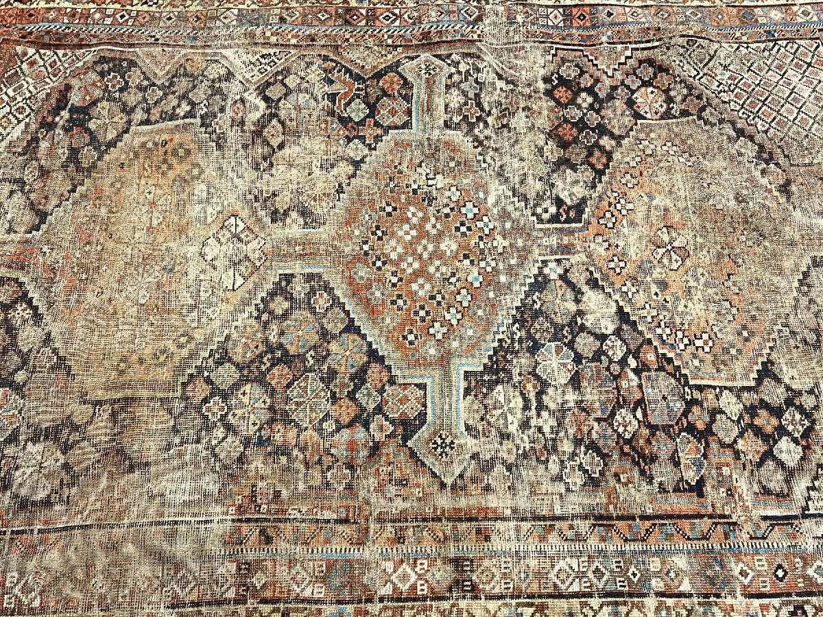 Tapis Gashghaï ancien, 152 x 213 cm, laine nouée main en Perse au XIXème siècle, rare patine-photo-3
