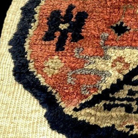 Tapis Kashgar, rare soie sur soie, 30 x 42 cm, dynastie Qing, Turkestan chinois, XIXème S-photo-5