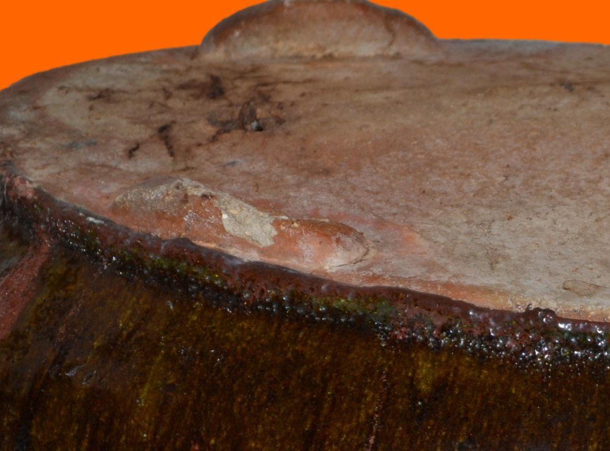 Important Old Bonsai Pot, Brown Veined Ocher Glaze, 19th Century Japan In Very Good Condition -photo-5