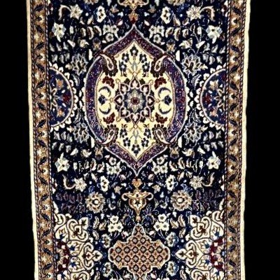 Tapis-galerie Na'in , 93 x 400 cm, laine & soie nouées main en Iran vers 1970, en très bel état-photo-3