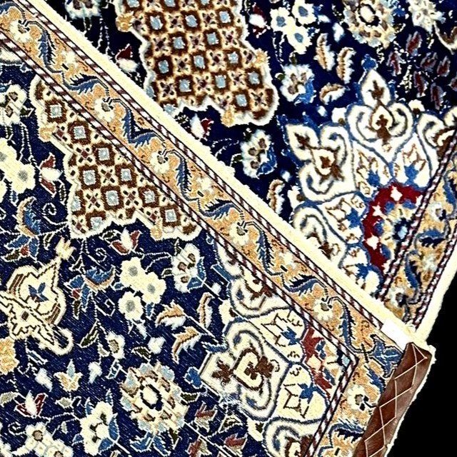 Tapis-galerie Na'in , 93 x 400 cm, laine & soie nouées main en Iran vers 1970, en très bel état-photo-7