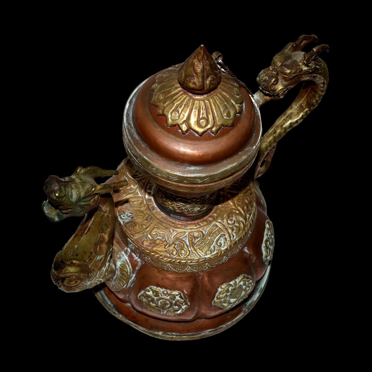 Teapot With Dragons, Tibet, Signs Of Good Omens, Circa 1920/1930 In Collectible Condition-photo-1