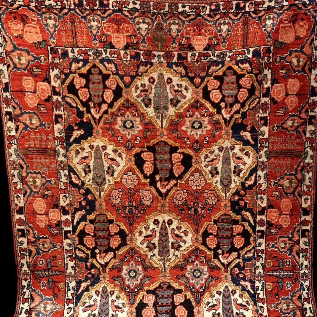 Tapis Bakhtiar ancien, 140 x 215 cm, beau persan en  laine nouée main en Iran  vers 1930-1950 -photo-1