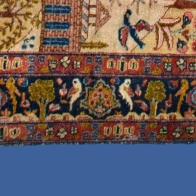 Tapis-tableau, Tabriz ancien, 142 cm x 188 cm, laine nouée main en Perse, Iran vers 1880 - 1900-photo-6