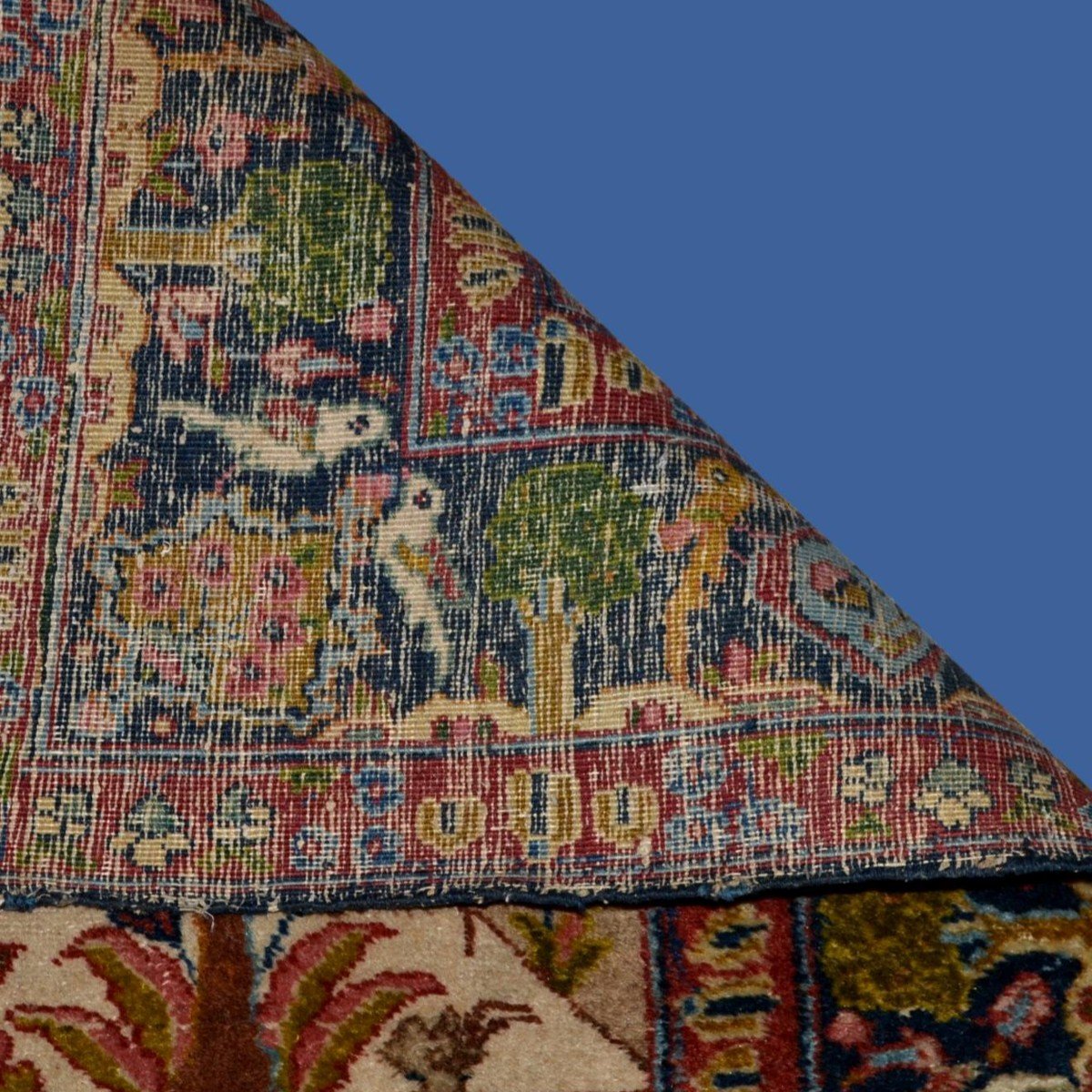 Tapis-tableau, Tabriz ancien, 142 cm x 188 cm, laine nouée main en Perse, Iran vers 1880 - 1900-photo-7