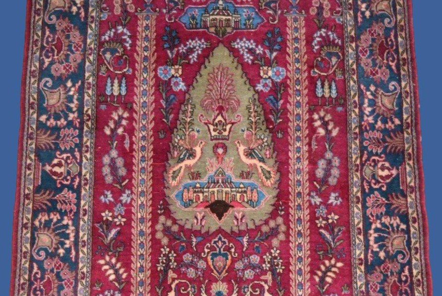Old Kashan Cypress Rug, 128 X 203 Cm, Hand-knotted Wool In Iran Before 1950, Very Good Condition-photo-2