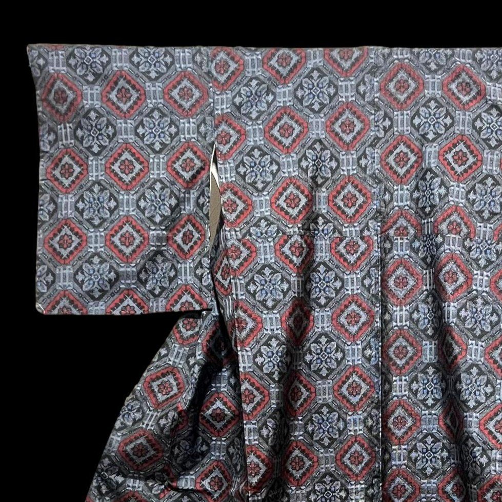 Kimono Kimono 大島紬 Oshima Tsumugi, Silk, Japan, Showa Around 1950 In Very Good Condition-photo-4