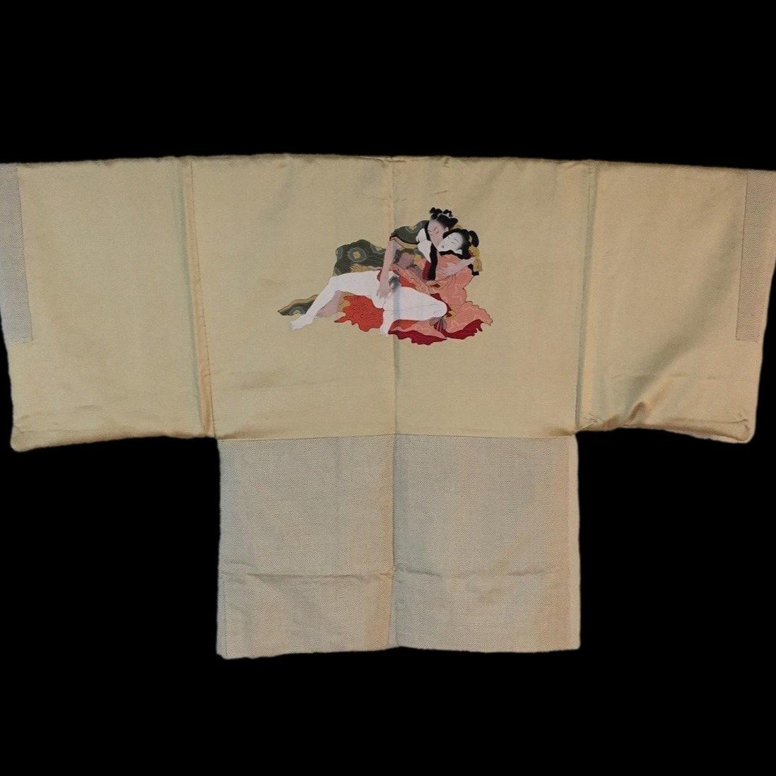 "Shunga sur soie", veste kimono soie sur soie, Haori 羽織, Shunga 春画, Japon,1950, Ere Showa-photo-4