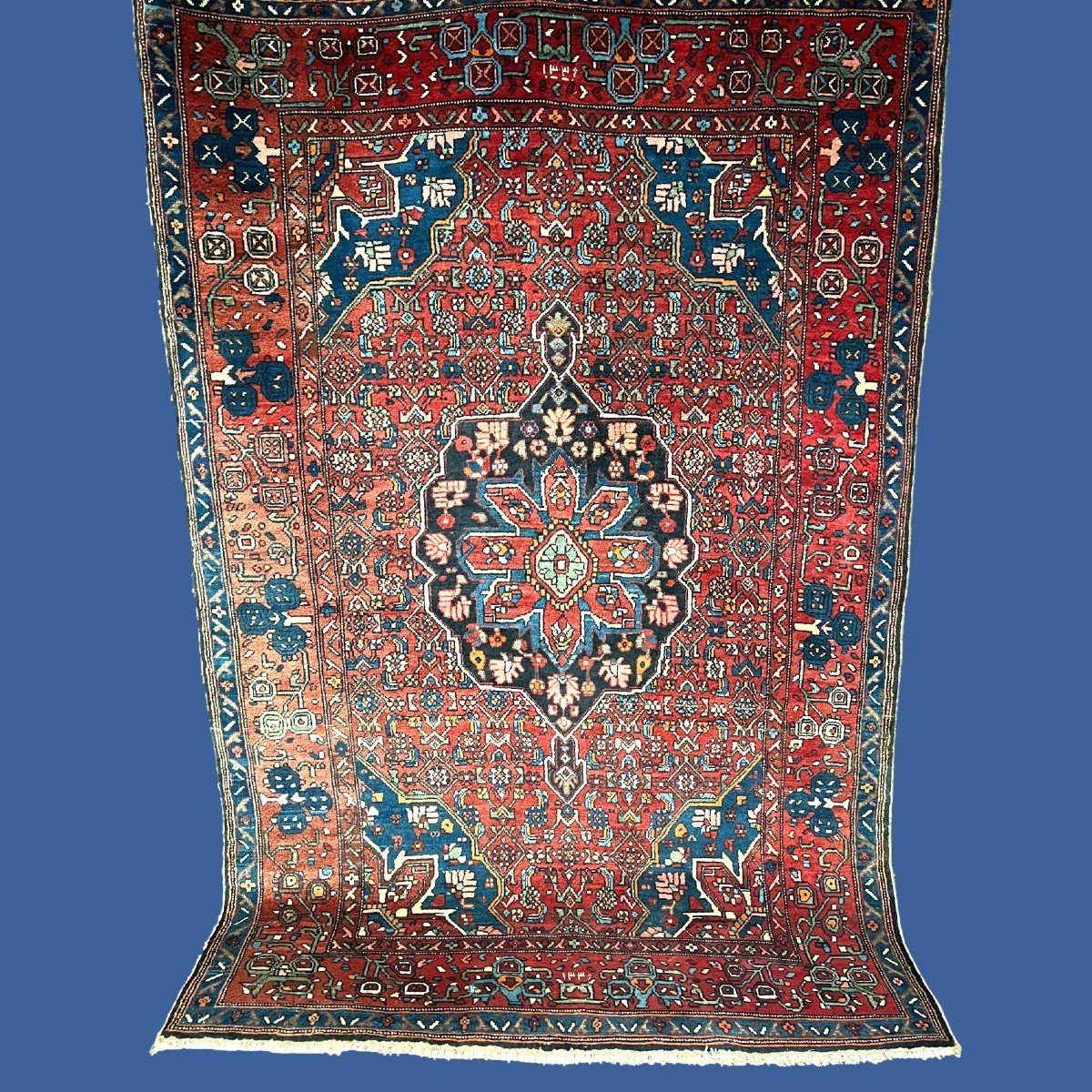 Tapis Mehraban, 130 cm x 195 cm, laine nouée main vers 1950-60 en Perse, Iran, très bel état-photo-3