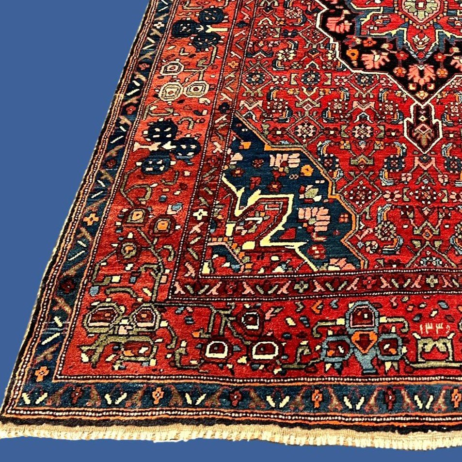 Tapis Mehraban, 130 cm x 195 cm, laine nouée main vers 1950-60 en Perse, Iran, très bel état-photo-4