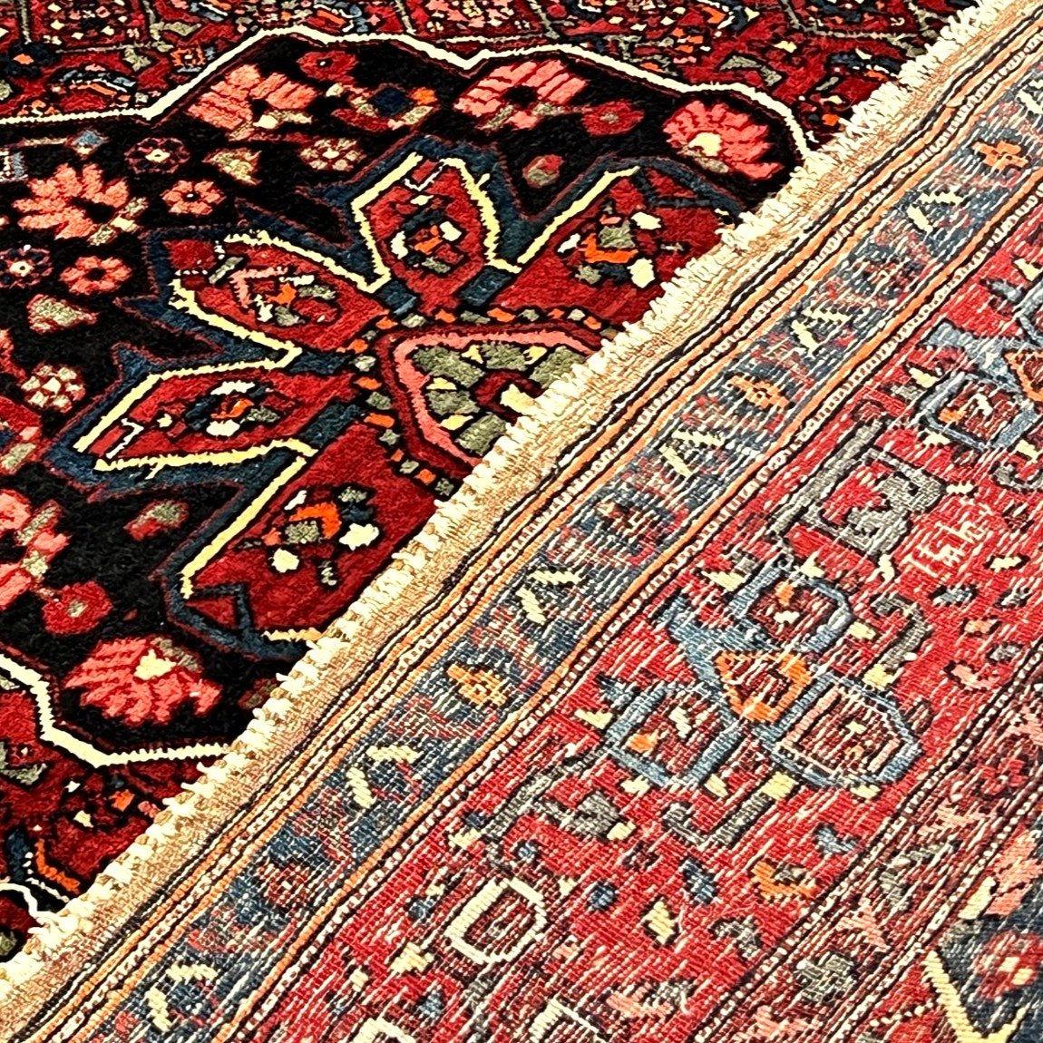 Tapis Mehraban, 130 cm x 195 cm, laine nouée main vers 1950-60 en Perse, Iran, très bel état-photo-7