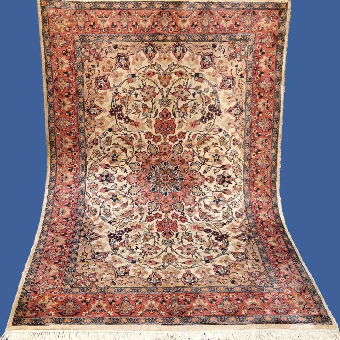 Rug  Gohm Indo-persian, 128 Cm X 195 Cm, Hand-knotted Wool Circa 1980, Very Good Used Condition